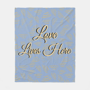 Love Lives Here Blue Flecked Fleece Blanket