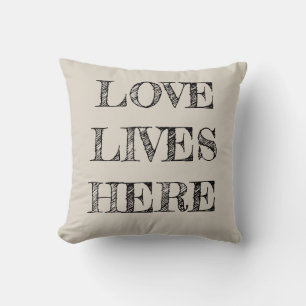 Love Lives Here Farmhouse Pillow