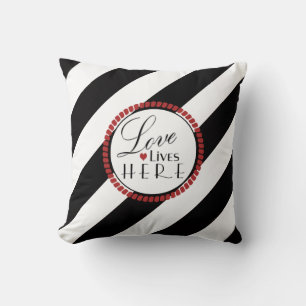 Love Lives Here Modern Stripe Reversible Cushion
