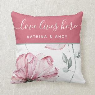 Love Lives Here Name Throw Pillow