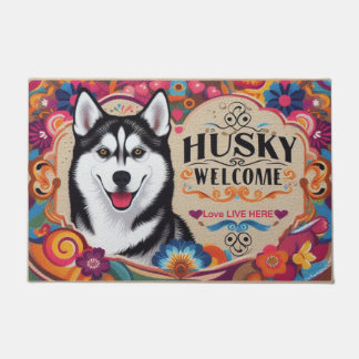 Love Lives Here - Siberian Husky Dog Welcome Doormat