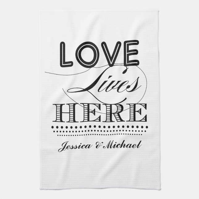 Love Lives Here Tea Towel (Vertical)