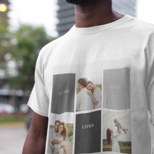 Love Lives Here Three Photo Family Gift T-Shirt