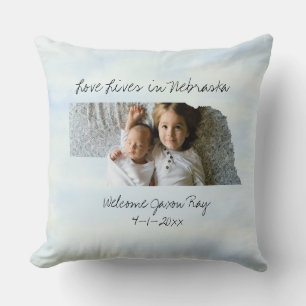 Love Lives In Nebraska State Shaped Custom Photo Cushion