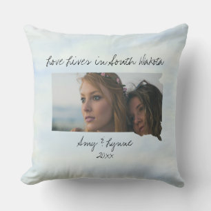 Love Lives In South Dakota State Shaped Photo Cushion