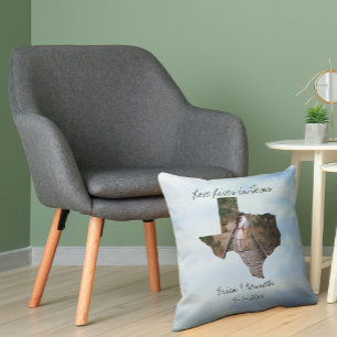 Love Lives In Texas State Shaped Custom Photo Cushion