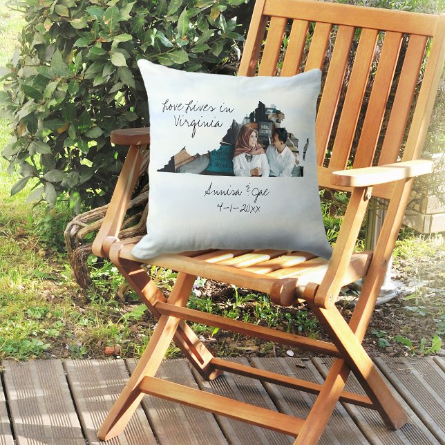 Love Lives In Virginia State Shaped Photo Cushion (Creator Uploaded)
