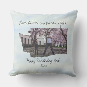 Love Lives In Washington State Shaped Photo Cushion
