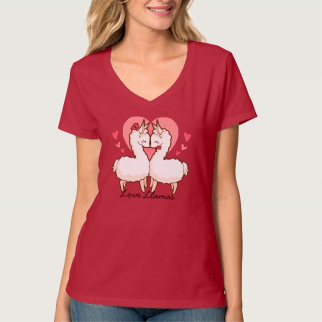 Love Llamas Cute T-Shirt (Front)