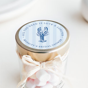 Love & Lobster Coastal Bridal Shower Favour Classic Round Sticker