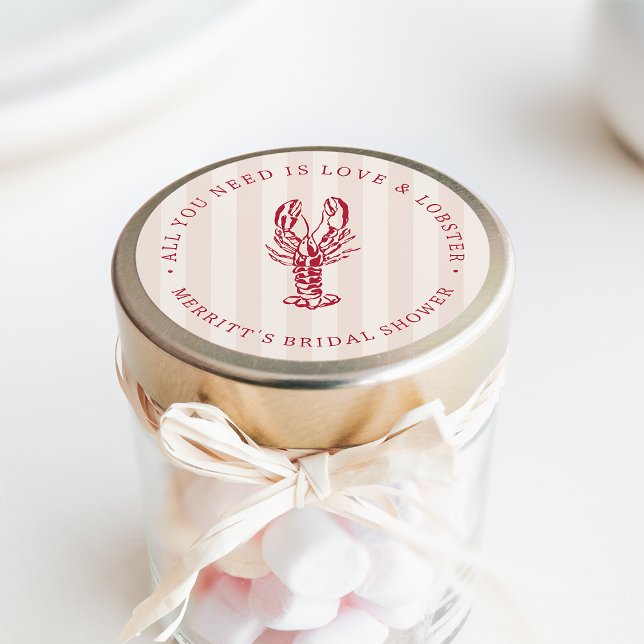 Love & Lobster | Coastal Bridal Shower Favour Classic Round Sticker (Creator Uploaded)