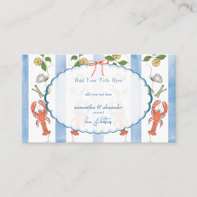 Love & Lobster Coquette Bow Wedding Bridal Shower Enclosure Card (Front)