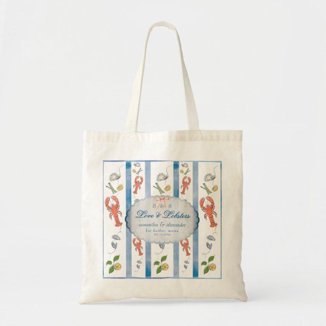 Love & Lobster Destination Wedding Welcome Tote Bag (Front)