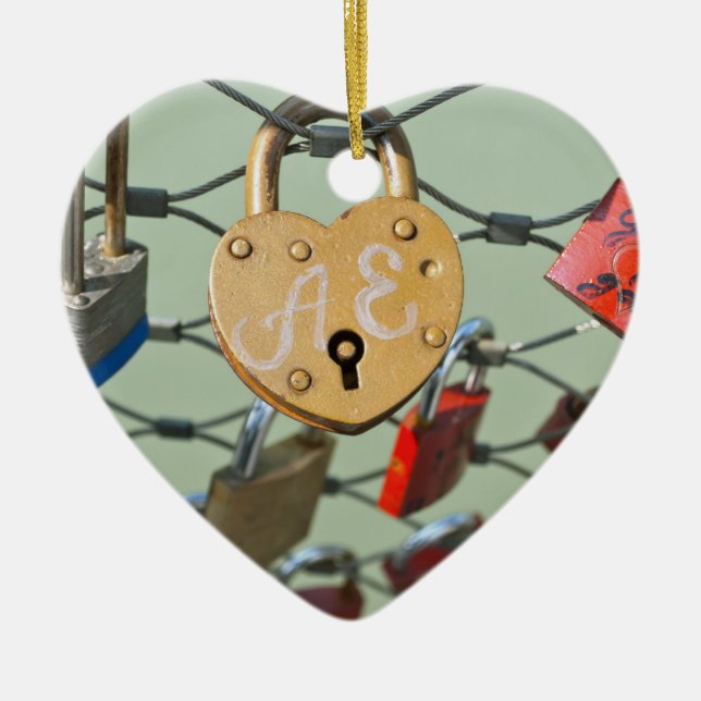Love Lock Ceramic Tree Decoration (Front)