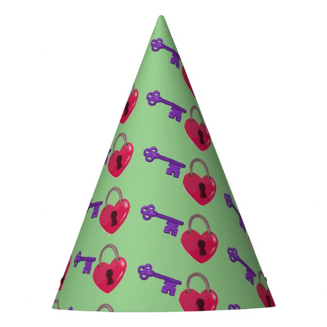 Love Lock + Key Party Hat (Front)