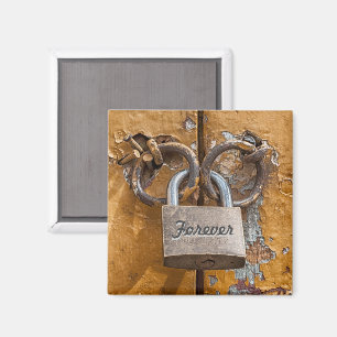 Love Lock on Worn Antique Door Magnet