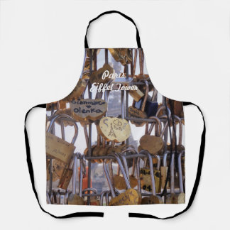 Love Locks and Eiffel Tower. Paris. France. Apron
