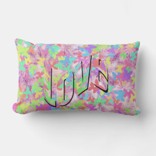 Love Logo On Pastel Butterfly Background Lumbar Cushion