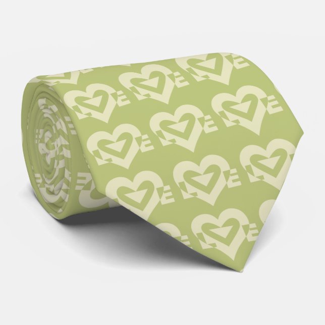 Love Logo, Two-Tone Sage Green Tie (Rolled)