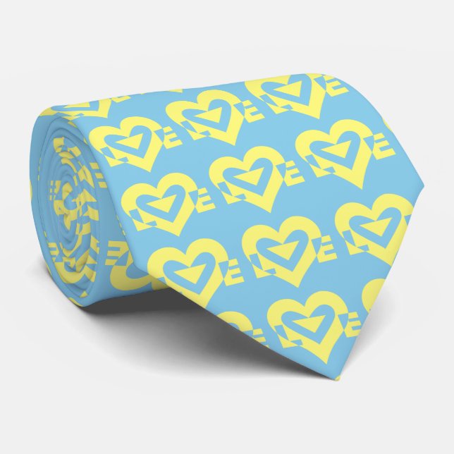 Love Logo, Yellow and Blue Neck Tie (Rolled)