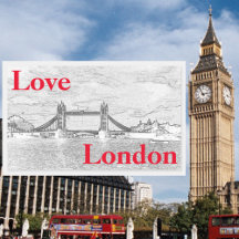 Love LONDON Tower Bridge modern embossed