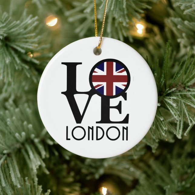 LOVE London (UK Flag) Ceramic Tree Decoration (Tree)