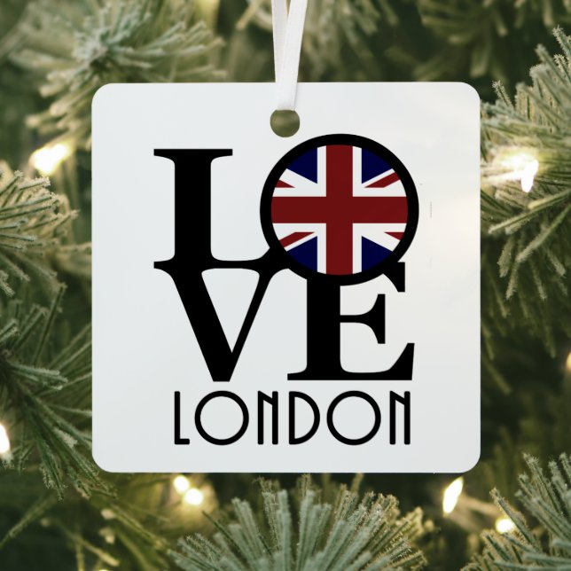 LOVE London (UK flag)  Metal Tree Decoration (Insitu)
