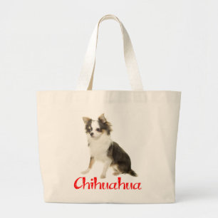 Love Long Hair Chihuahua Puppy Dog Tote Bag