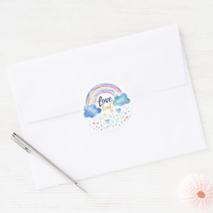 Love Loud Rainbow Cute Pastel Rainbow Art Classic Round Sticker