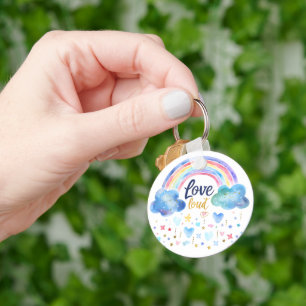 Love Loud Rainbow Cute Pastel Rainbow Art Key Ring