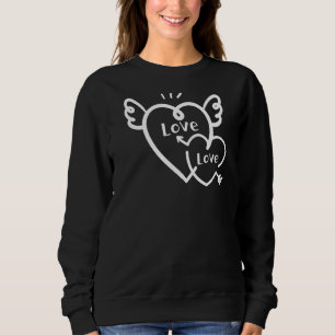 Love Love Heart Arrow Wings Graphic Design Sweatshirt