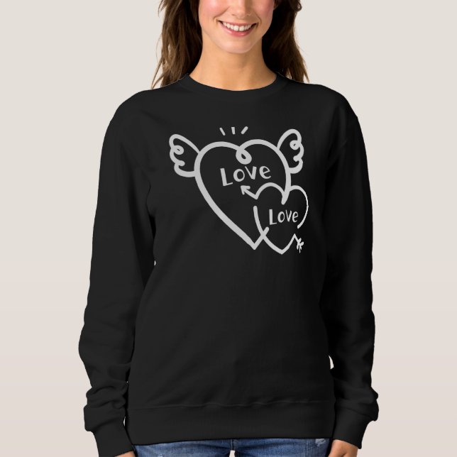 Love Love Heart Arrow Wings Graphic Design Sweatshirt (Front)
