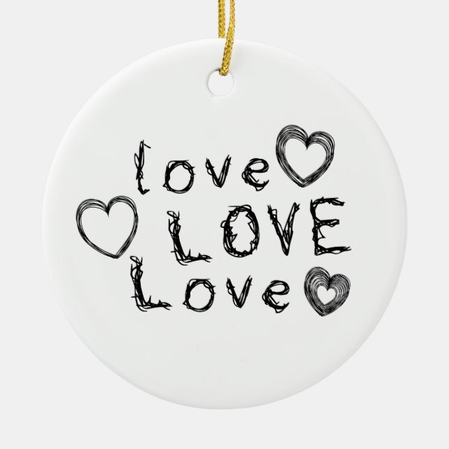 Love, Love, Love  Ceramic Tree Decoration (Front)