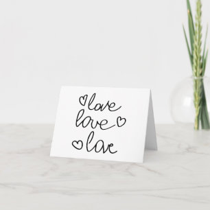 Love, Love, Love in Messy Cursive Writing BLANK Card