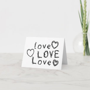 Love, Love, Love in Scratchy Writing Greeting  Card
