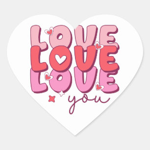 Love Love Love You Romantic Heart Sticker
