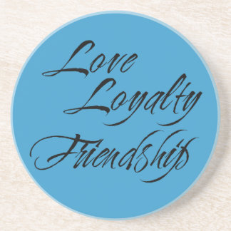 Love loyalty friendship wedding sentiment blue coaster