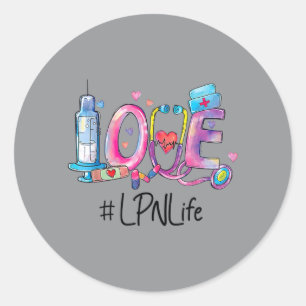 Love Lpn Life Nurse Classic Round Sticker