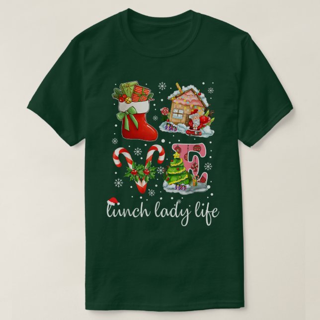 Love Lunch Lady Life & Cafeteria Snowflake Christm T-Shirt (Design Front)