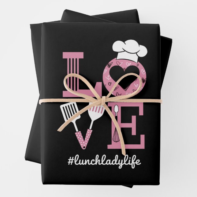 Love Lunch Lady Life Funny Valentines Day Gifts  Wrapping Paper Sheet (In situ)