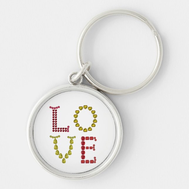 Love made with Gemstones Key Ring (Front)