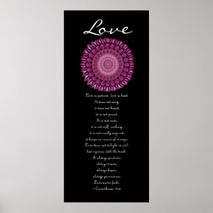 Love - Magenta Daisy Wreath - First Corinthians Poster