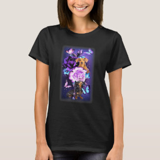 Love Magical Dachshund Purple Roses Flower Butterf T-Shirt