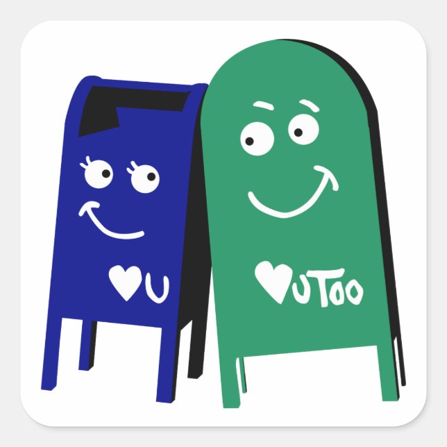 love mailboxes : i love you square sticker (Front)