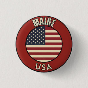 Love Maine Gift - Cute ME State Souvenir 3 Cm Round Badge