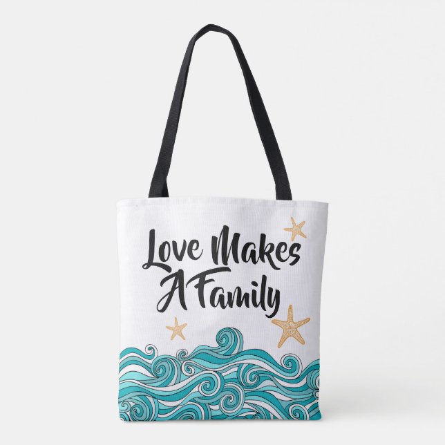 Love Makes a Family Adoption - Starfish Story Tote Bag (Back)