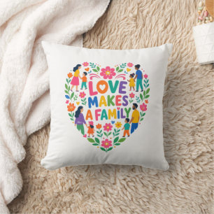 Love Makes A Family Floral Heart Shirt Cushion