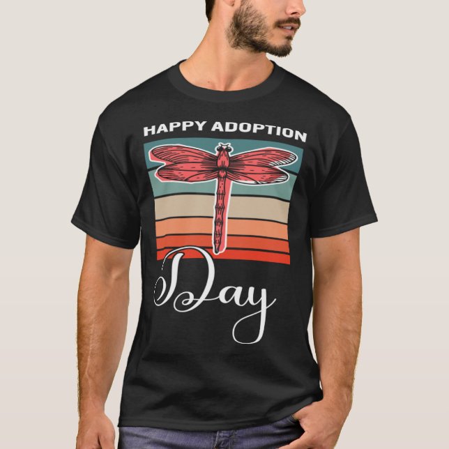 Love Makes A Family Happy Adoption Day Retro Adopt T-Shirt (Front)