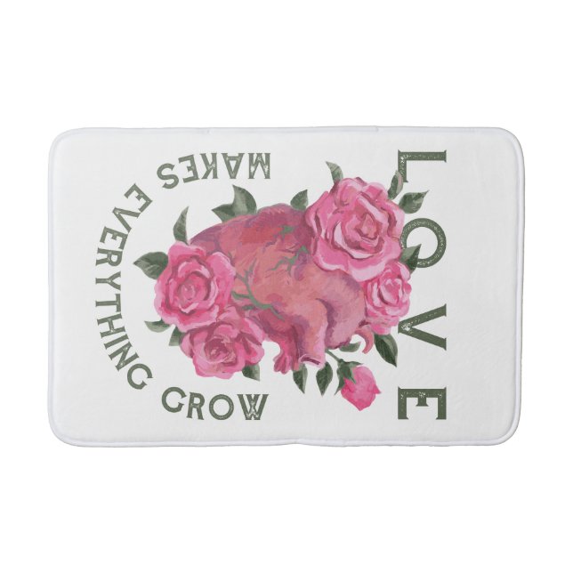 Love Makes Everything Grow – Romantic Floral Art  Bath Mat (Front)