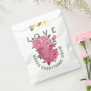 Love Makes Everything Grow – Romantic Floral Art  Favour Bags